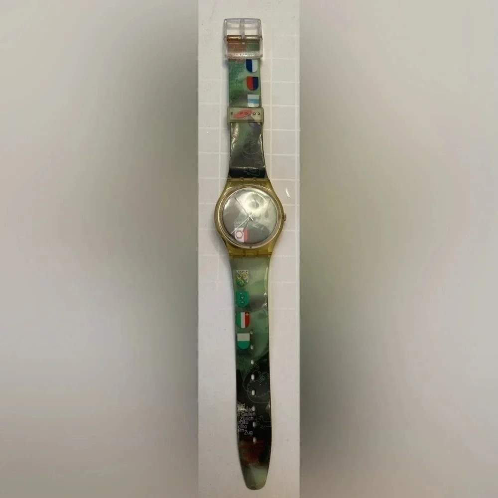 SWATCH Watch Vintage Olympics Men’s Women’s Unisex Multi-National Flags RARE HTF